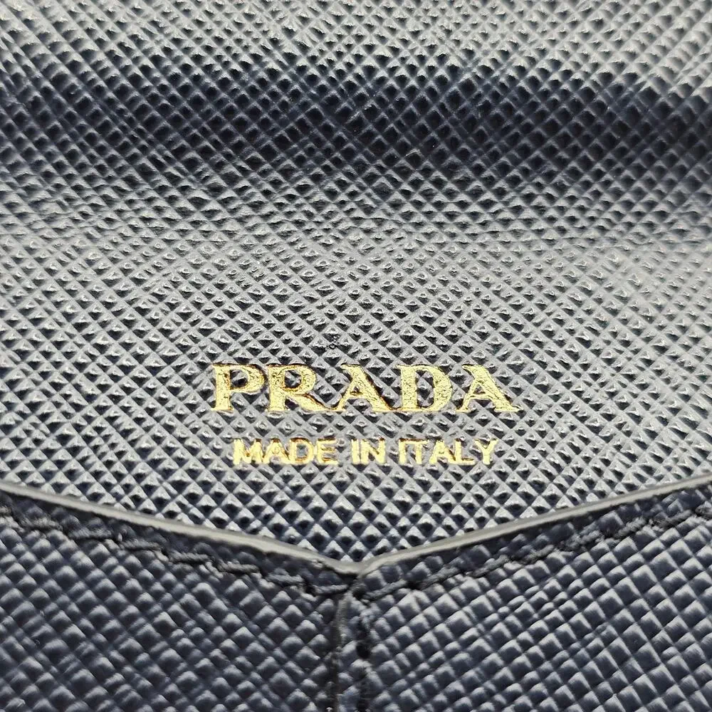 Prada Saffiano Wallet Envelope Blue with Gold Hardware